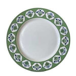 Grace Teaware Fine Porcelain Dinner Plates 11in Green Blue Floral Set of 4 NEW